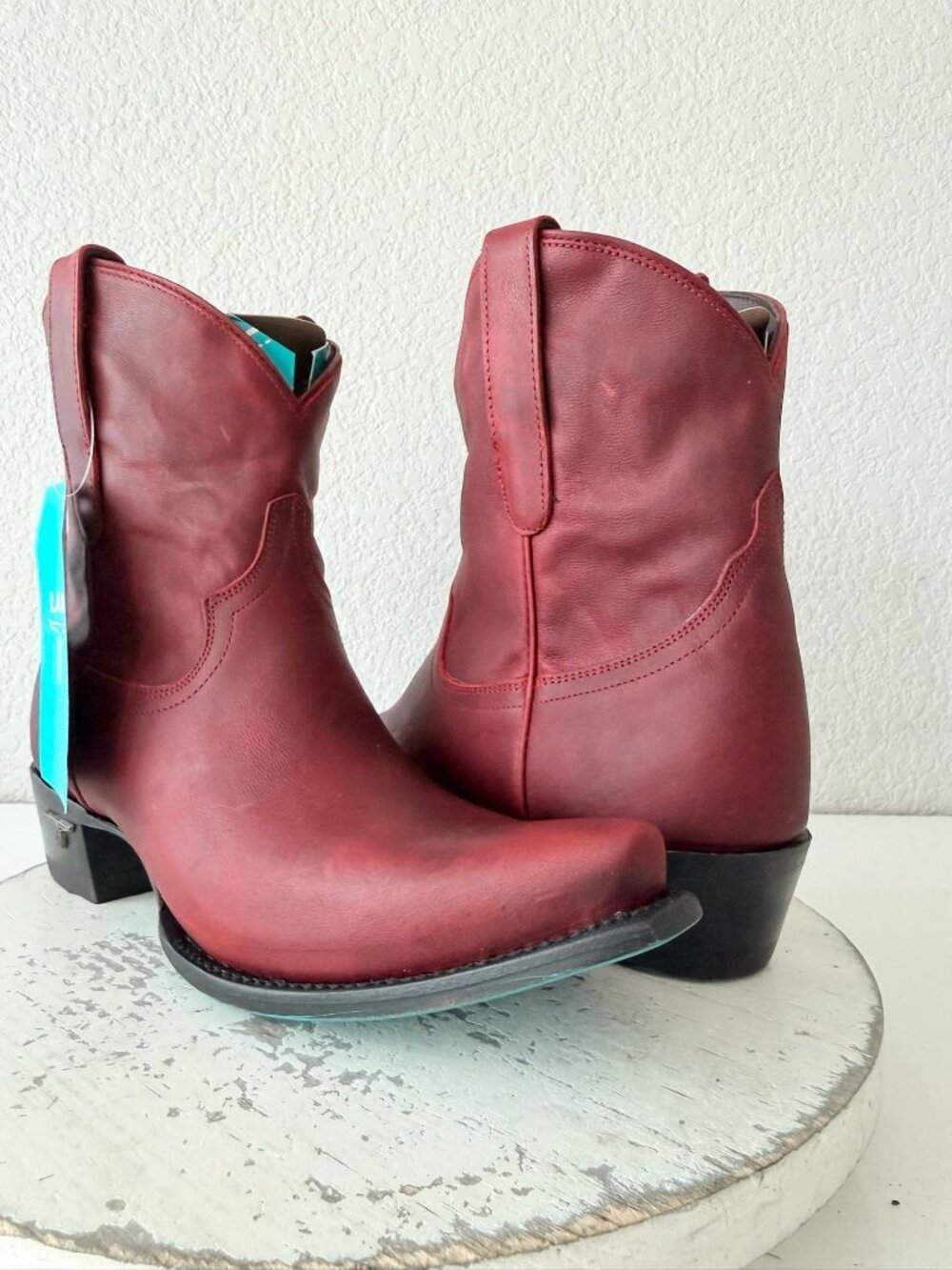 Lane Boots EMMA JANE Red Cowboy Booties Womens 9.5 Western Snip Toe Short Ankle